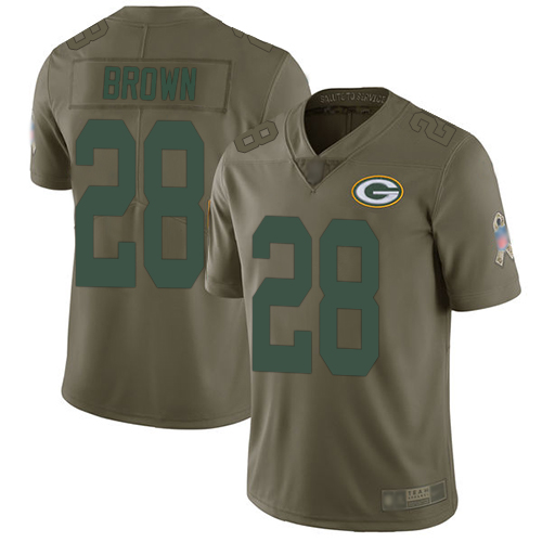 Green Bay Packers Limited Olive Men #28 Brown Tony Jersey Nike NFL 2017 Salute to Service